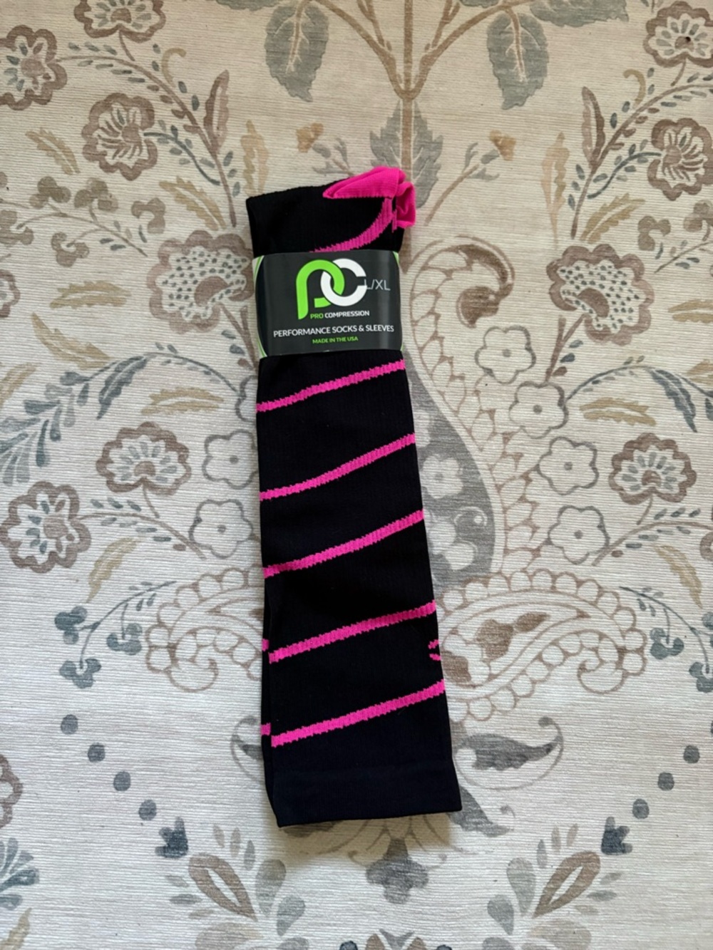 Black & Pink Knee high Compression Socks